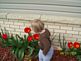 Granddaughter tip toeing through the tulips. Taken April 10, 2010 front yard by Grandma Debbie.